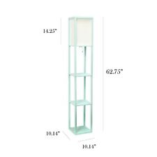 Simple Designs LF1014-AQU Etagere Organizer Storage Shelf Floor Lamp with Linen picture