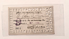 1906 Pennsylvania Company COMMUTATION 60 Monthly TICKET Pittsburgh & Ambridge /b picture