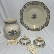 Lennox Autumn Octagonal Server Large Vase 24k Gold Trim 2 Candlestick Holders picture