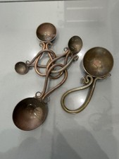 JOE SPOON Measuring Spoon Set Of 5 Plus Hook - Copper/Brass - Vintage 1988 picture