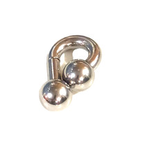 1- 0g 5/8 Reverse Prince Albert Jewelry Mollusk 2.9 Oz Barbell Double 19mm Ball picture