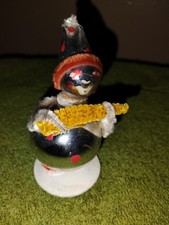 Vtg Mercury Glass Snowman Clown Hat Xmas Ornament W/ Pipe Cleaner Feet Hands picture