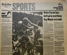 Ray Meyer last game at DePaul - 3/24/84 Des Moines Register Sports picture