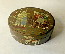 Vintage Hand Painted  Lacquer Ware Trinket Box Kashmir India picture