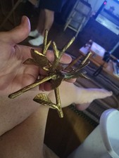 Vintage Brass Twig and Leaves Sculpture Ring Jewelry Orb Gazing Ball Holder NICE picture