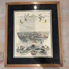 Antique Framed Lithograph W. Brotherhead HJ Toudy Printer 1776  1876 Savannah Ga picture
