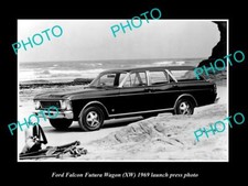 OLD LARGE HISTORIC PHOTO OF 1969 FORD FALCON XW FUTURA S/W LAUNCH PRESS PHOTO picture