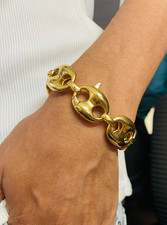 Italian 18K yellow gold over chunky jumbo mega puffed links mariner chunky men's picture