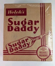 Sealed Welch's Sugar Daddy Caramel Sucker 24ct Store Display Box VTG 1950s-60s picture