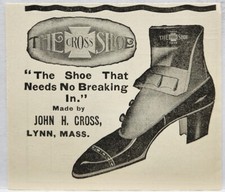 1876 John H Cross Shoe Original Print Ad Lynn MASS 1870's picture