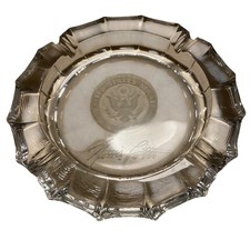 Vintage U.S. Senate Clear Glass Ashtray Norris Cotton Signed Seal Political 8” picture