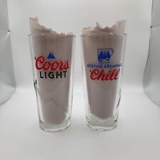 Coors Light Pint Beer Glasses  Lot Of 2 16 oz Embossed Mountains Arkansas Chill picture