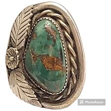Important Early Hopi Sterling Silver & Old Cerrillos Turquoise Ringsz6.25 picture