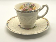 Adam Antique Steubenville Floral Demitasse Cup and Saucer picture