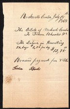 1868 Rockville Centre Harvesting $2.5 a Day Labor Receipt - Michael Combs Estate picture