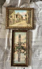 Pair Antique HARRIS Photos Of Florida Singing Tower & St Augustine Signed picture