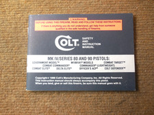 Vintage 1996 Colt MK IV/Series 80 And 90 Pistols Instruction Manual picture