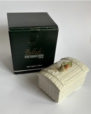 Belleek Irish Parian China ‘Acorn Treasure Chest’ Trinket Box w/Lid Mint In Box picture