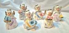 Lot of 6 Vintage 1960s Lefton Angel of Month Figurines Bisque Japan 4