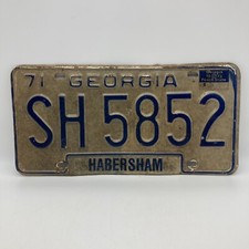 Vintage Georgia 1971 Peach State License Plate SH 5852 Habersham County, Metal picture