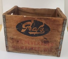 VTG John Graf's Fine Beverages Milwaukee Wisconsin Wooden Soda Crate Box Display picture