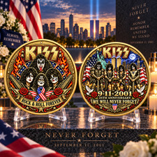 9/11 25th Anniversary Challenge Coin Kiss Band Tribute We Will Never Forget picture