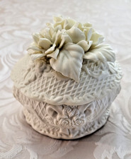 Vintage Albert E Price Bisque Porcelain Floral Trinket Box 3