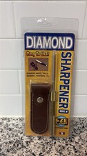 EZE-LAP Model M Diamond Sharpener Rod Pocket Knife Fishing Tool Leather Case picture