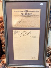 Antique M. Valle La Flor de Cuba Cigar Co Telegram Tampa Framed Ephemera picture