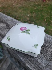Vintage Augarten Wien Porcelain Trinket Box Wiener Rose Vienna Rose 696/5089 picture