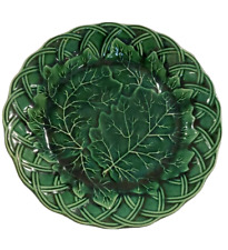 Antique Green Oak Leaf Design English Majolica 8.5