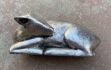 Vintage Mid Century Modern Metal Deer Fawn Resting Paperweight Figurine MCM picture