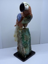 Beautiful Handmade Gemstone Rock Macaw Parrot Bird Sculpture 10.75” Inches picture