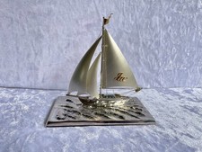 Vintage Takehiko Seki Yacht Silver Sculpture Silver Plated Base Figurine  picture