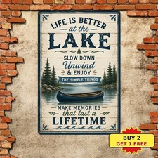 Custom Lake House Personalized Family Name Metal Sign 8x12 Inch picture