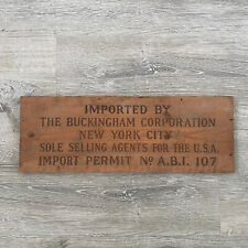 Antique Imported by the Buckingham Corp Scotch Whiskey Sole Agents USA Sign NYC picture