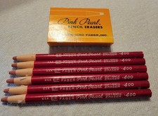 6 Vintage Pink Pearl Soft Pencil Erasers  #400 Eberhard Faber Inc picture