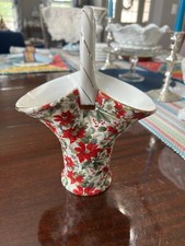 Vintage Formalities by Baum Brothers Poinsettia Chintz Collection Basket Vase picture