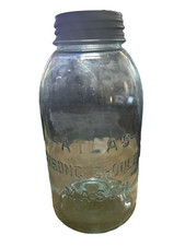 Vintage Cornflower Blue -Atlas- Strong Shoulder h.gallon jar With Ball Lid picture
