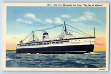 c1940's New Pere Marquette Car Ferry The City Of Midland Steamer Ship Postcard picture