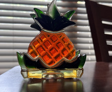 VTG 70s ACRYLIC LUCITE Resin Plastic Orange PINEAPPLE NAPKIN HOLDER J&J Plastics picture