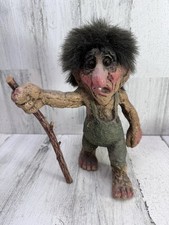 Vtg Nyform Scandinavian Troll Walker Figurine Folk Art Goblin Creature Cane Hair picture