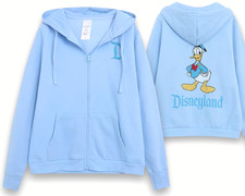 Disney Parks Disneyland Donald Duck Rhinestone Blue  Zip-Up Hoodie Jacket Medium picture