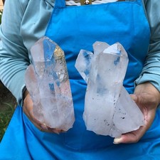 2pcs 4.7LB Natural White Quartz Crystal Cluster Rough Specimen Healing picture
