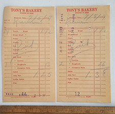 2 FREMONT OHIO 1939 RECEIPTS TONY'S BAKERY BREAD JELLY ROLL COFFEE CAKES PIES picture