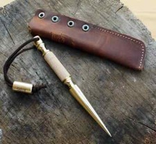 Marlin Spike Knurled Handle, Brass Collectible and Knot Tool for Hiking and Camp picture