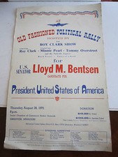 ORIGINAL 1975 LLOYD BENTSEN FOR PRESIDENT CARDBOARD POSTER - 22