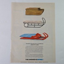 1988 NYNEX Print Ad Winter Olympics Ski Sleds telecom Luge Sled Vintage picture