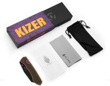 Kizer Knife Wharning Halloween Exclusive Orange Aluminum & Micarta Glow In Dark. picture