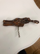 Vintage Mid Century Modern Large Burlewood Corkscrew Wine Bottle Opener picture